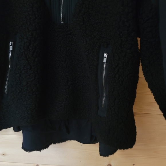 Free People,  Seaside Crocheted Sherpa Fleece Jacket in Black, Size S -NWOT - Picture 13 of 15